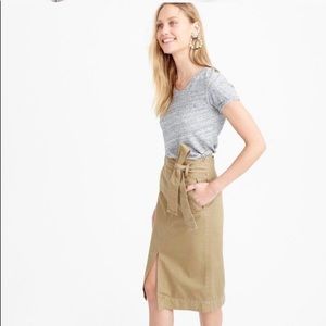 J crew chino midi skirt in khaki